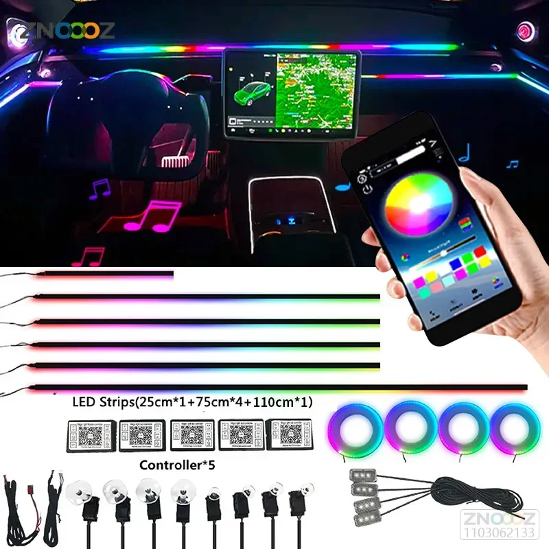 18IN1 Neon Car Interior Ambien - Led Ambient Interior Car Lights App Control recension och pris